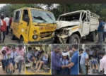 देवघर: भीषण सड़क हादसा, स्कूल वैन और पिकअप की आमने-सामने टक्कर; एक बच्ची की गई जान